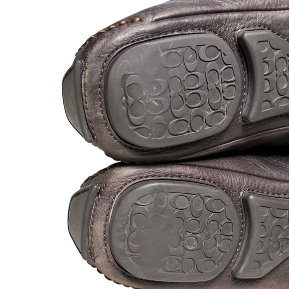Coach Signature Leather Mens Neal Pebbled Driver Shoes Loafers Brown Size 8 M - Picture 10 of 13